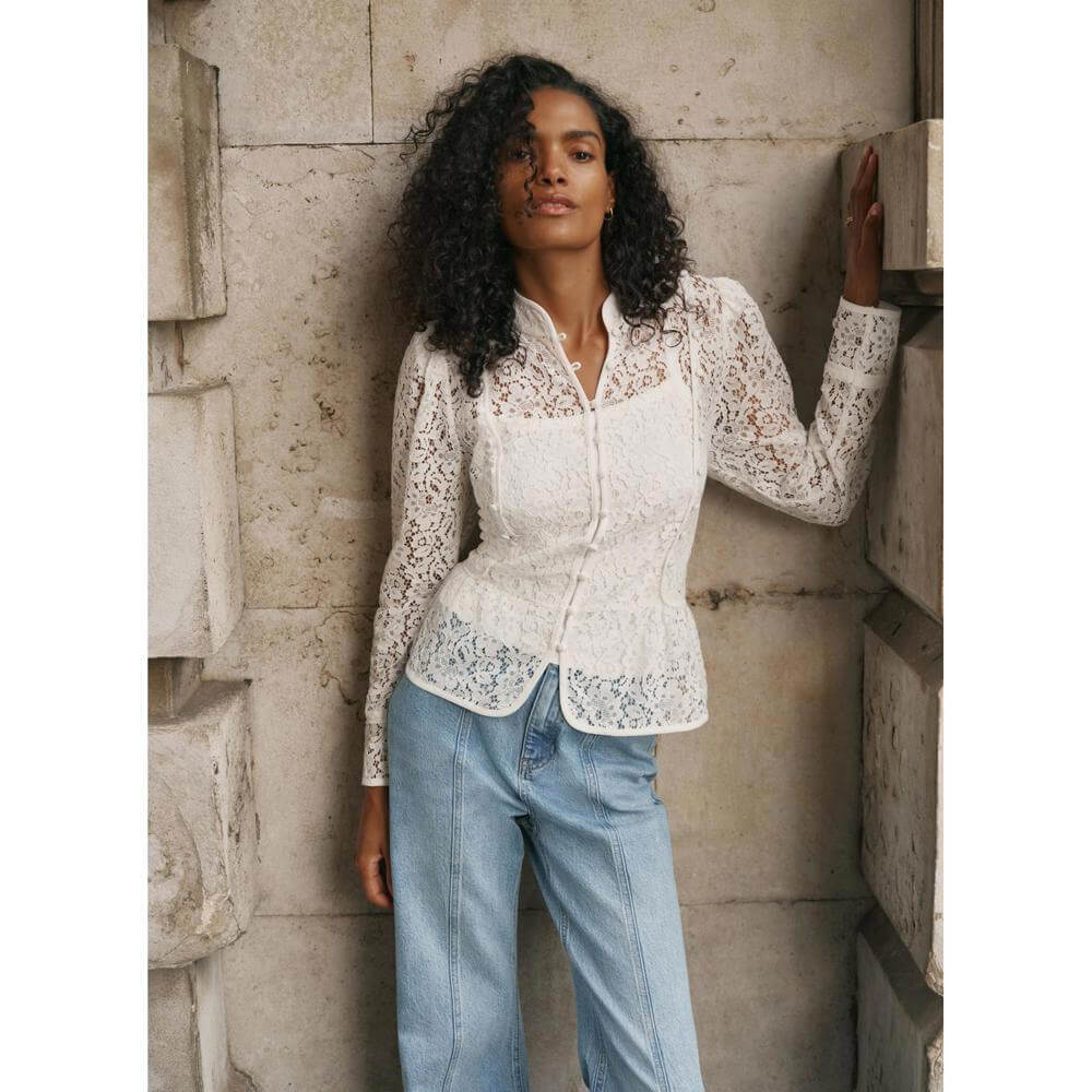 Mint Velvet White Lace Blouse